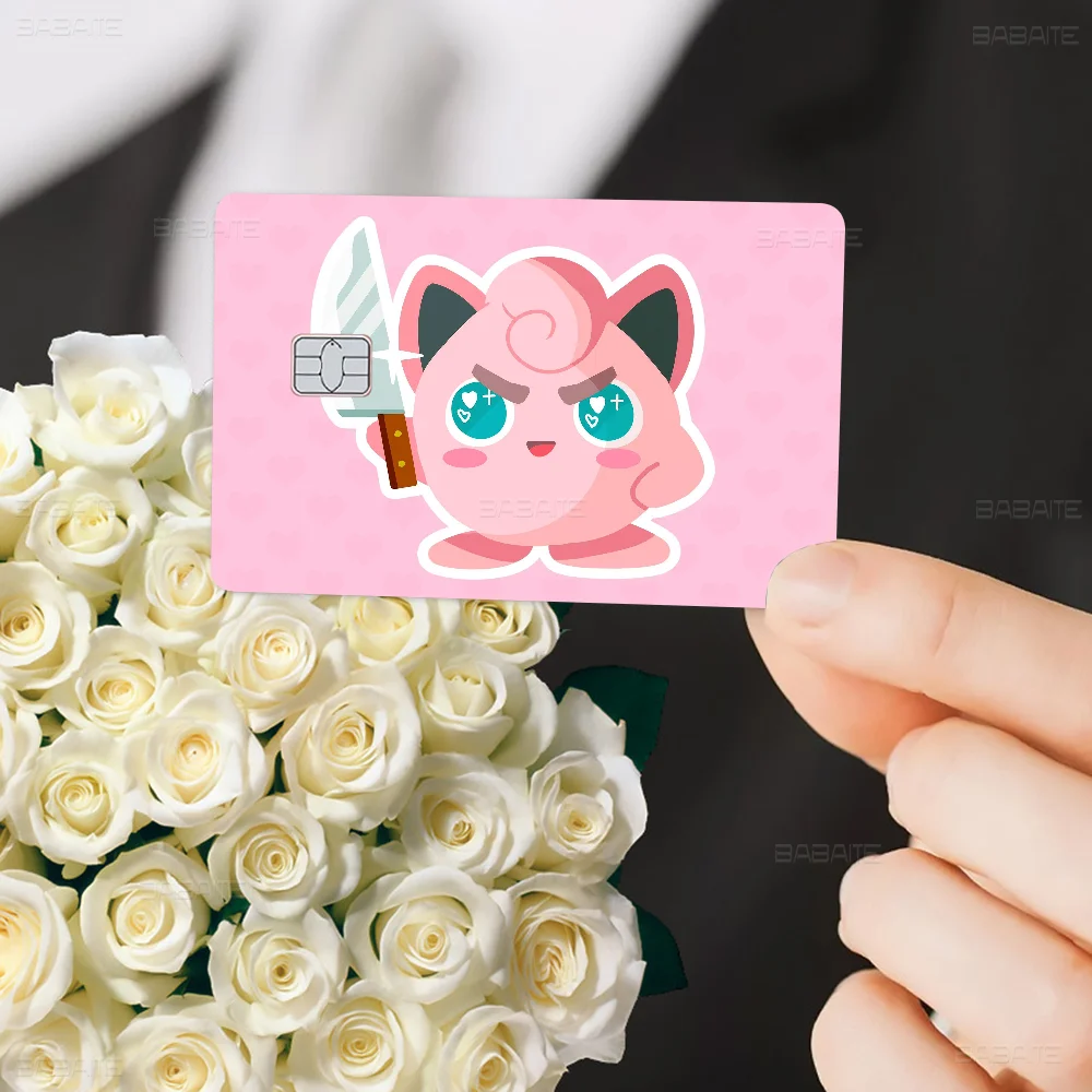 Amine--Jigglypuff Credit Card Skin Stickers No Adhesive Residue Water Proof For VISA Credit Card Subway Access Card