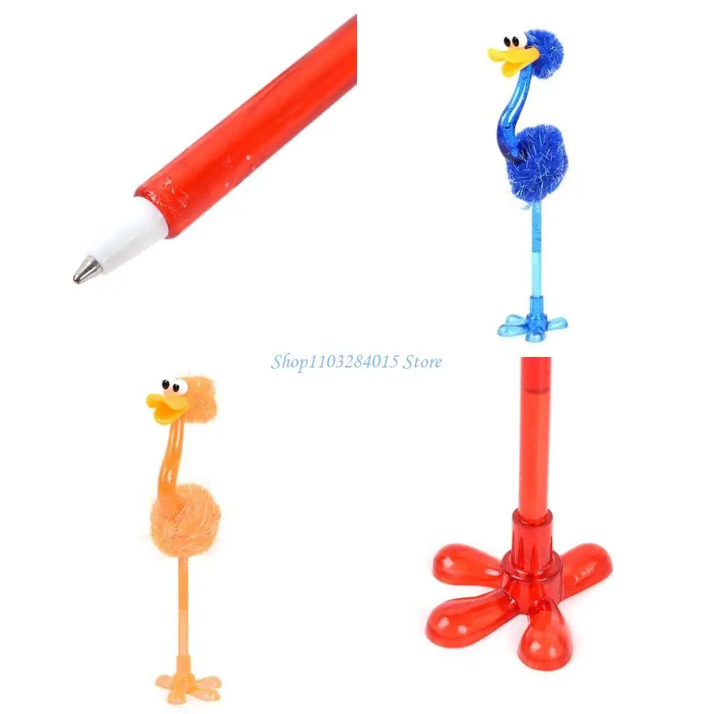 

R6FF Pack of 12 Lovely Ostrich Ballpoint Pen Novelty Stationery Decompression Stress Relief Gift for Student Adult