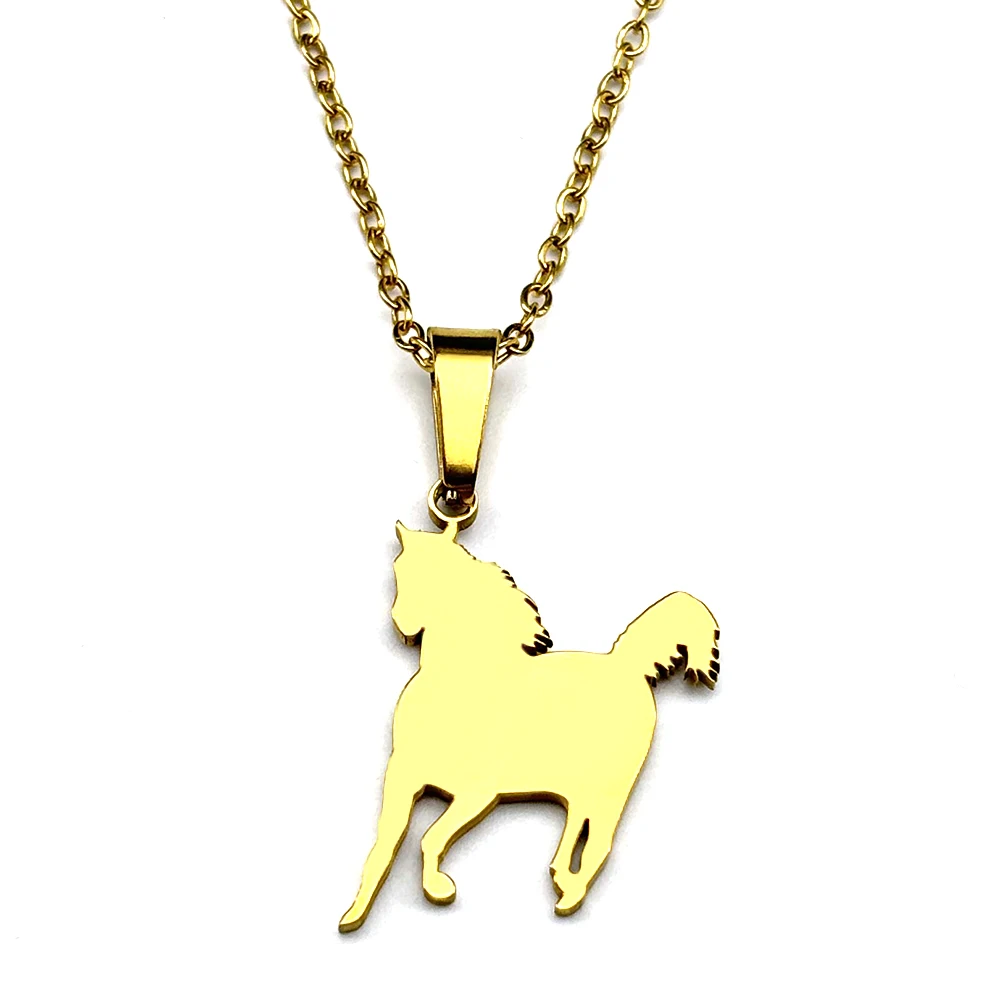 Glückliches Pferd Jahr Pferdefigur Kette für Damen und Herren, Edelstahl, silberfarben, Tiermotiv, schlichte Schlüsselbeinkette, Schmuckgeschenke – Detail 8
