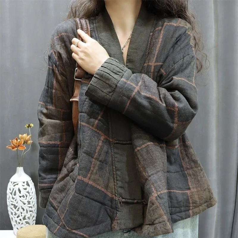 

Women's Winter Top Coat Cotton Coat Slanted Collar Brand Retro Simple Comfortable Loose Casual Design Fashion Niche Versatile