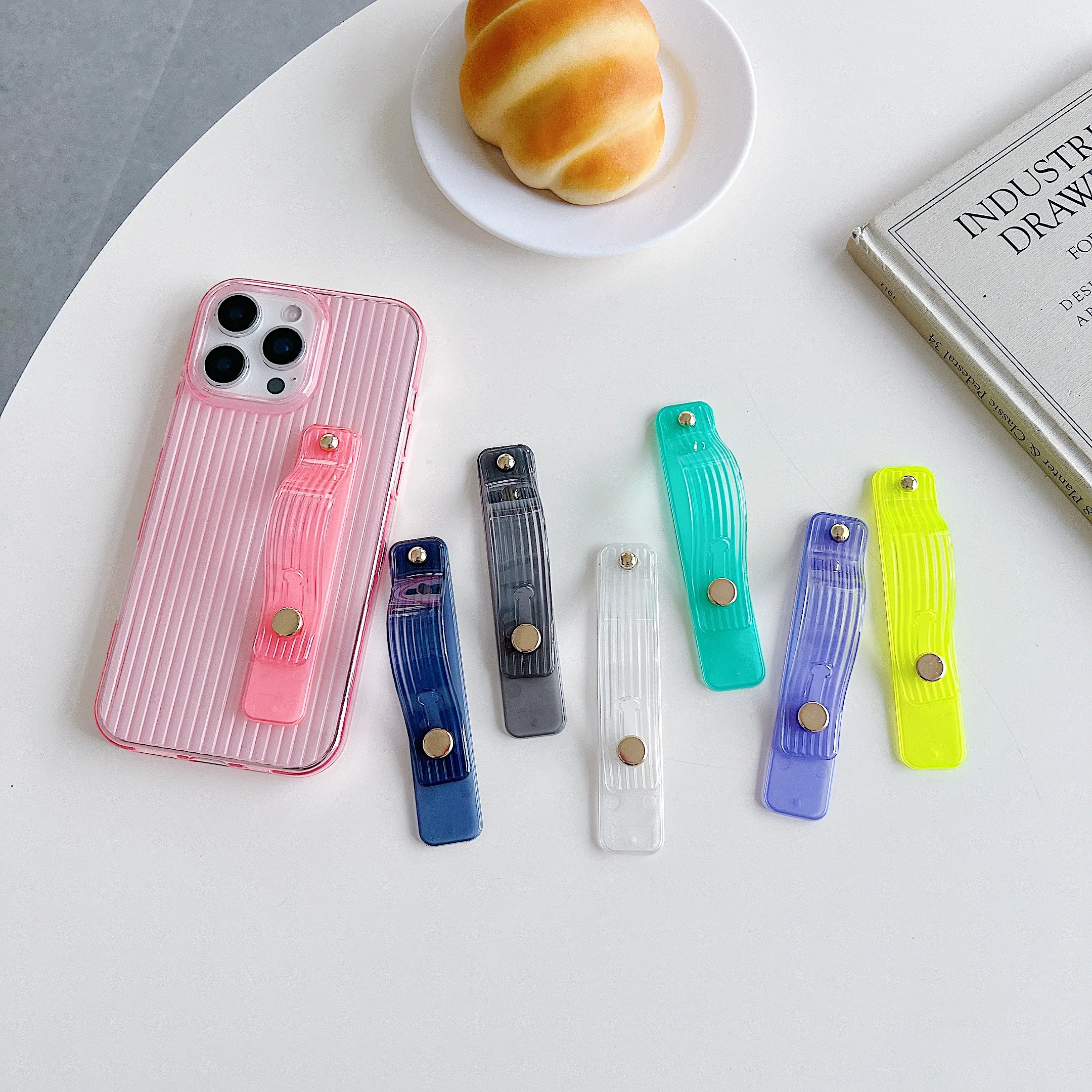 Banda para la muñeca, banda para la mano, agarre para el dedo, soporte para teléfono móvil, Push Pull, soporte Universal para enchufe de teléfono de Color liso para iPhone Xiaomi
