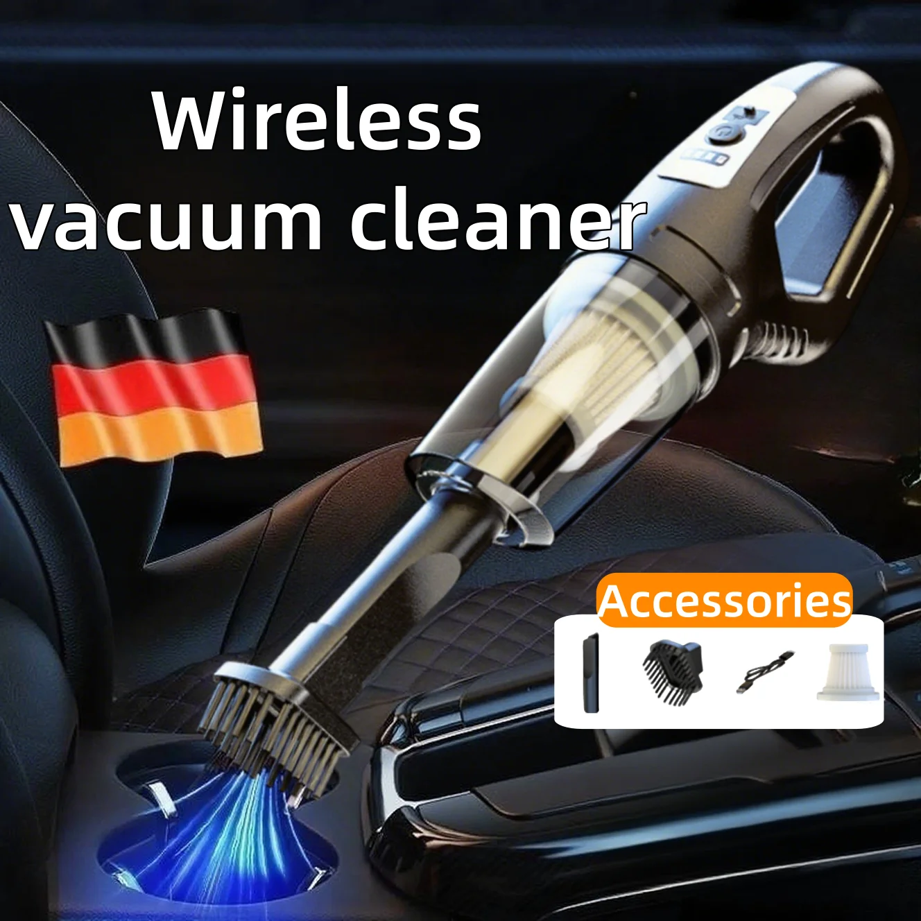 1 Set Car Mounted Vacuum Cleaner Handheld Powerful Suction Rechargeable Car and Home Dual Use Small Wireless Vacuum Cleaner NEW