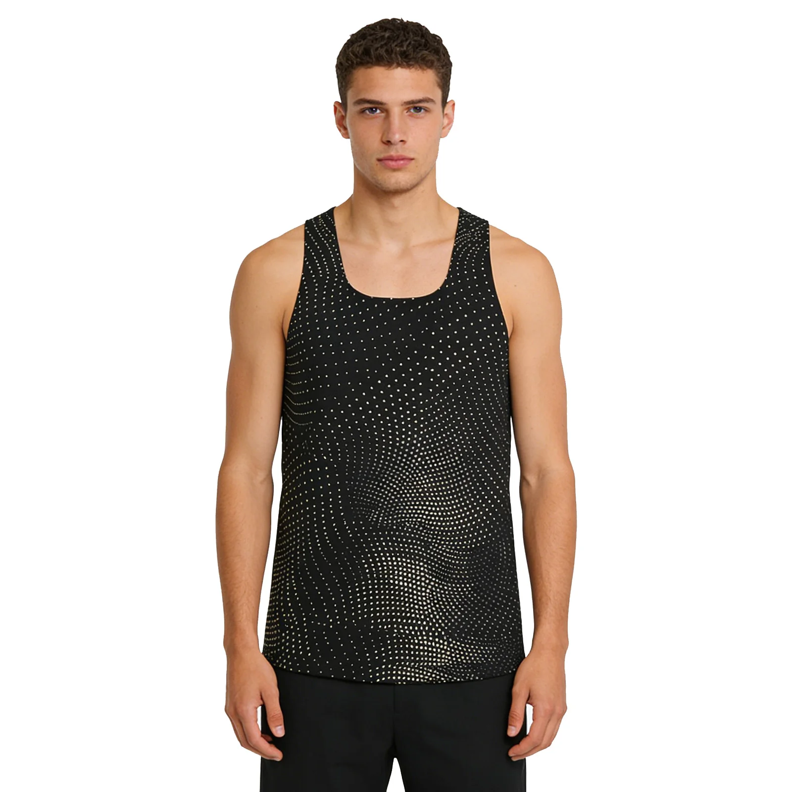 

Men Exercise Gym Fitness Athletic Vest U Neck Sleeveless Quick-dry Breathable Printed Tank Top for Training Sports Bodybuilding