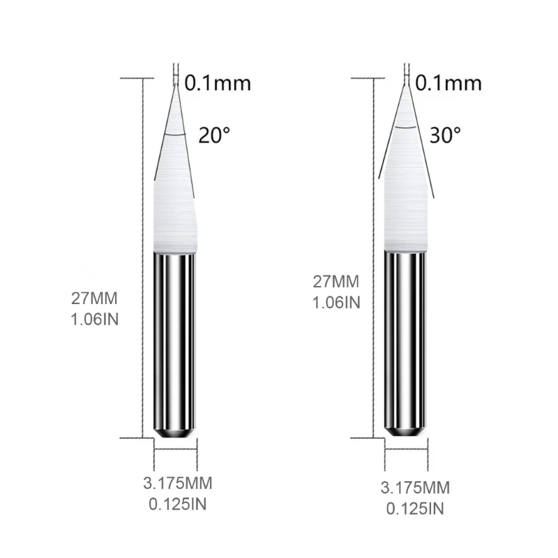 0.1mm Tip Flat Bottom SharpCutting Router RotaryTool Bits for PVC Wood Acrylic