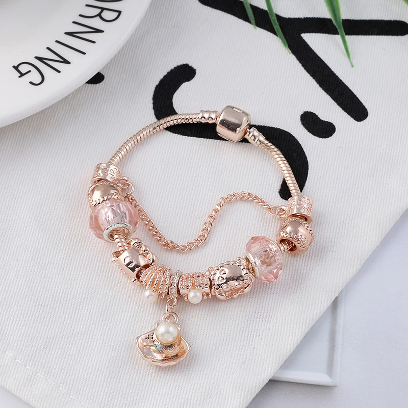 TOGORY Shining Eternal Heart Chain Fit Original DIY Beads Charm Bracelet Bangles For Women Jewelry Making Gift Dropshipping