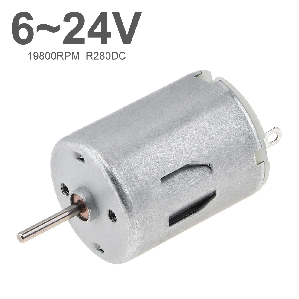 R280 DC Motor 6-24V 19800RPM High Speed Micro Motor for DIY Toys Electric Fans Juicer Water Pump Beauty Instrument