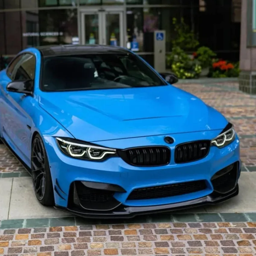 Wysokiej jakości do BMW F80 M3 F82 F83 M4 2015 do 2020 Spoiler przedniego zderzaka zestaw Splitter Body Splitter Body Balck wygląd włókna węglowego