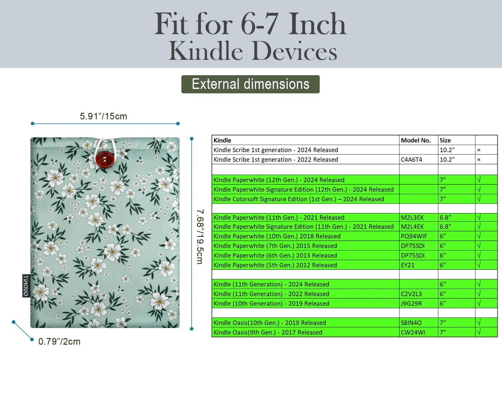 Sleeve Case for 7" Kindle Paperwhite/Colorsoft Signature Edition (2024 Released), Protective Pouch Bag Case Cover for 6-7 Inch