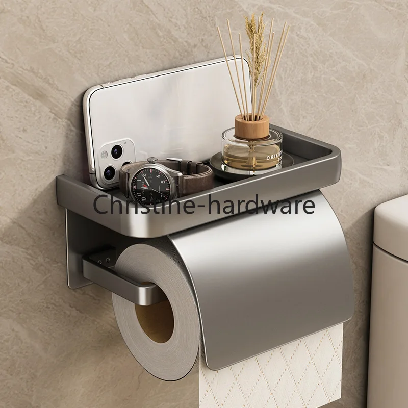 Self-Adhesive Toilet Paper Roll Holder - Wall Mount Or Adhesive Toilet Paper Holder with Shelf,Toilet Roll Holder, Tissue Holder