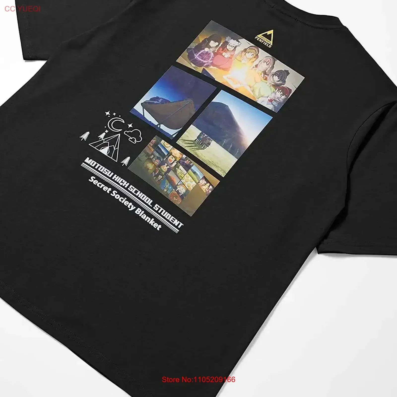 Yuru Camp Motosu High School Girls Secret Society Manta Camiseta Negro Penfield vintage Lavado homme Ropa ligeramente de diseñador