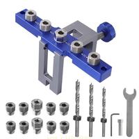 L74C Woodworking 3 In 1 Dowelling Jig Dowel Jig Hole Drilling Guide Locator Adjustable Pocket Hole Jig