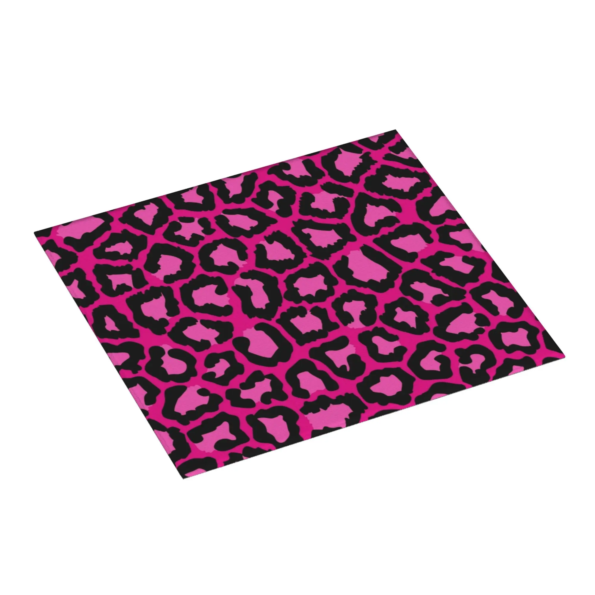 Black Pink Snow Leopard spotted Fur Animal Africa Pattern Non‑Slip Waterproof Absorbent Barware Tableware Mat For Kitchen
