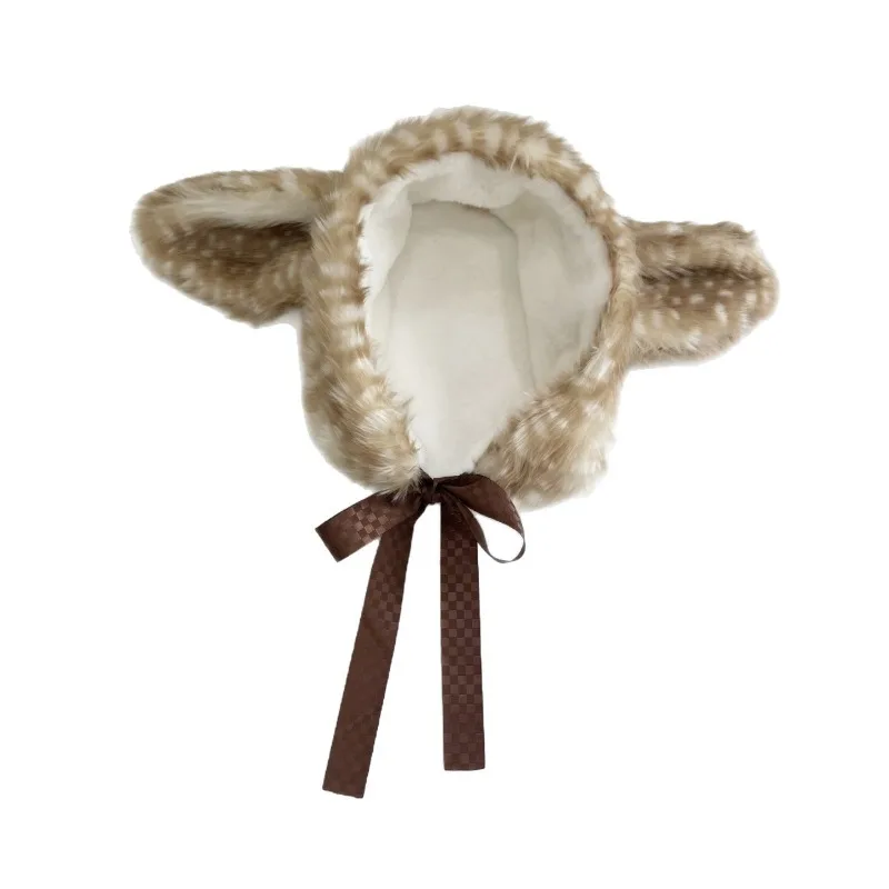 Niedliche Elch-Plüsch-Wärmeohrenschützer für Frauen, Herbst und Winter, koreanische Version, verdickte Ohrenschützer, Antler-Schnür-Stirnband – Detail 8