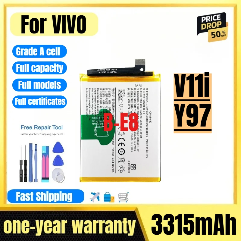 

B-E8 for VIVO V11i/Y97 Mobile Phone Battery 0 Cycle High Quality High Capacity Replacement Bateria Grade A Cell with Tools