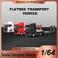 New In Stock Tm 1:64 Scania Flatbed Transport Vehicle Alloy Miniature Diecast Model Scania Trailer Model Custom Toys Kids Gift