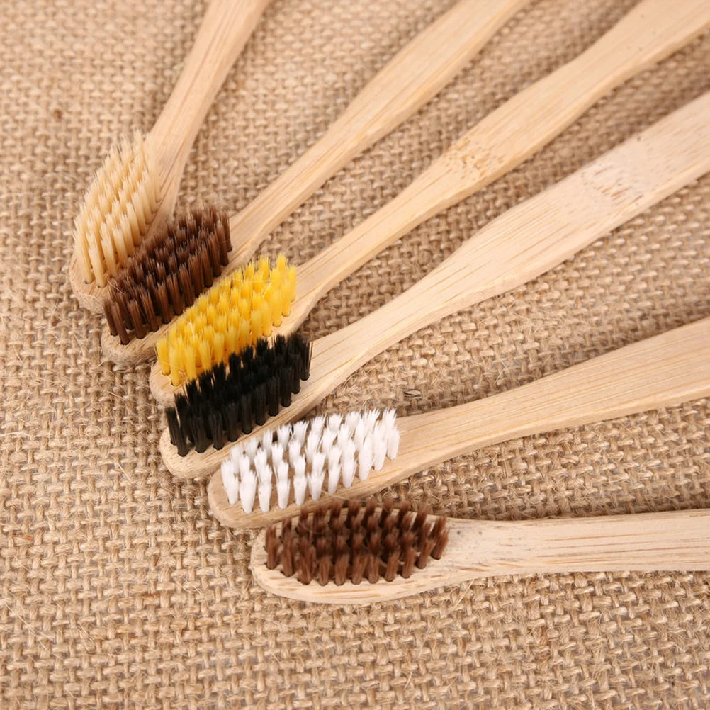 

10pcs Bamboo Toothbrush Wooden Disposable Travel Toothbrush Set For Hotel Guests Business Trips Oral Care Supplies