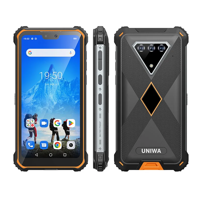 Global Version UNIWA F910 4G IP68 Rugged Smartphone Android Fingerprint Unlock 10000mAh 6GB+128GB 6.23 Inch FHD+ Cellphone NFC