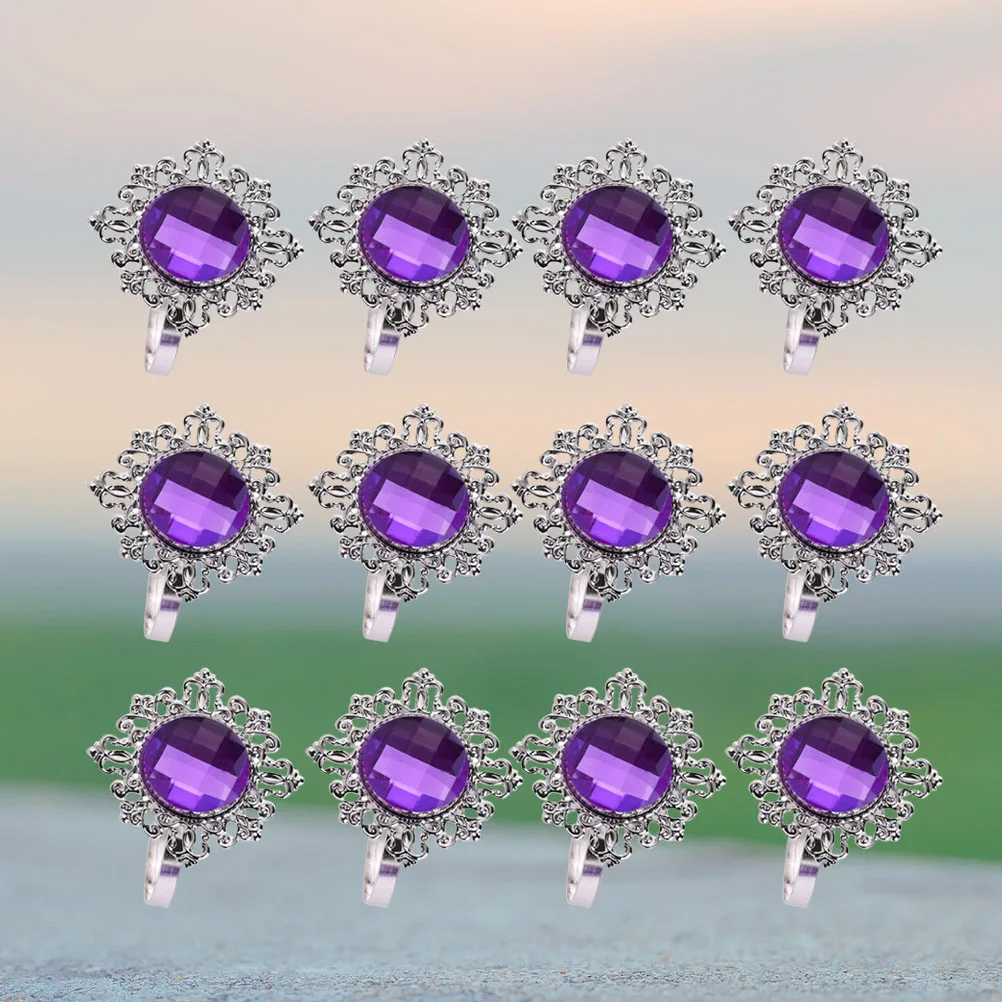 

24pcs Acrylic Napkin Rings Elegant Serviette Buckles For Wedding Banquet Party Family Reunion Purple Simple Practical Napkin
