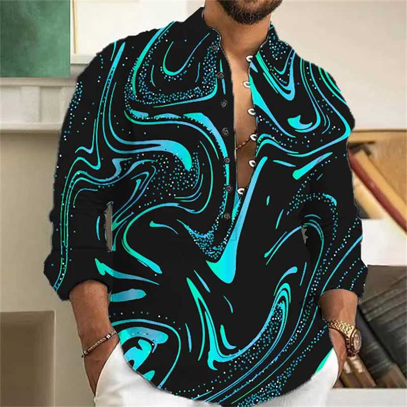 Hot Sale Men's Shirt 3D Printed Hawaiian Long Sleeve Shirt Luxury Beach Party Wear Fashion Casual Colorful