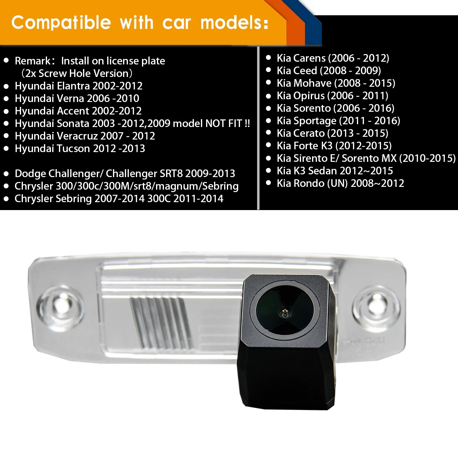 HD 1280*720P Rear View Praking Camera for Hyundai MISTRA Verna Elantra/Sonata/Accentt/Tucson/Terracan/Kia Carens/Opirus/Sorento