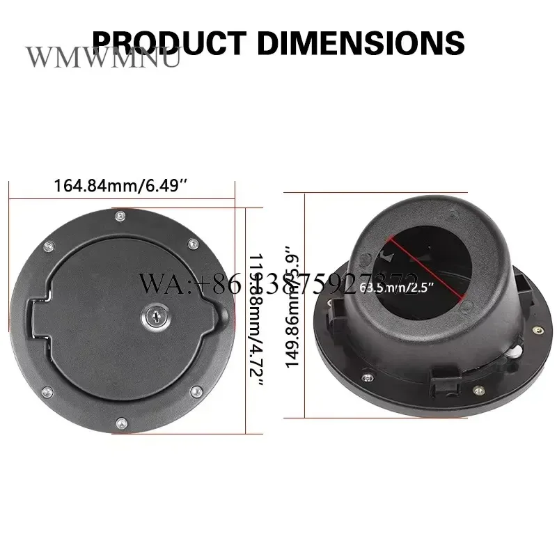 Wmwmnu Aluminum Fuel Filler Door Locking Gas Cap Cover for JK Unlimited 2007-2017