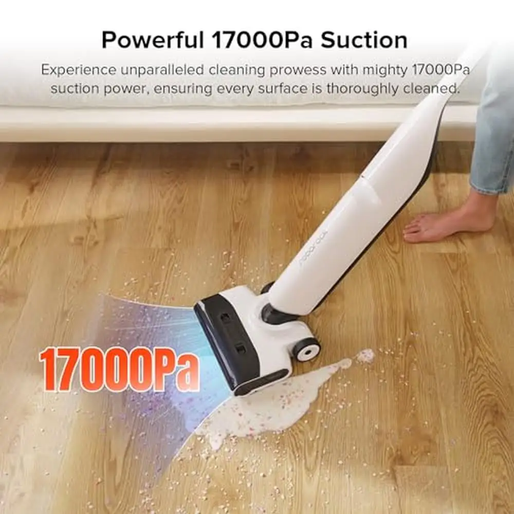 مكنسة كهربائية Flexi Lite الرطبة والجافة، ممسحة لاسلكية خفيفة الوزن 17000Pa، تصميم شفط FlatReach، تجفيف الهواء الساخن، تنظيف ذاتي من الأمام