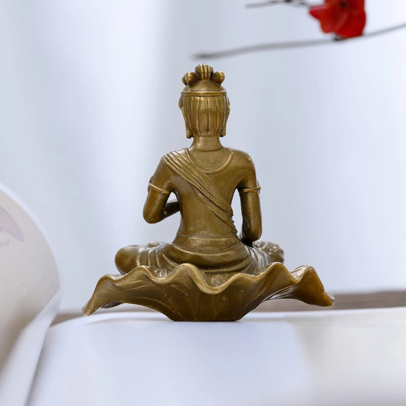 SIMPLE PRACTICE Ice Jie Luo Tian Tong Zi ornaments sitting Buddha statue brass portable Buddha exquisite study decorations