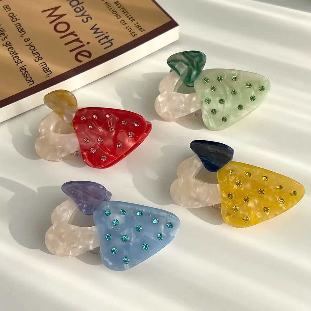 

New Colorful Rhinestone Mushroom Crab Hair Clip Acetate Cute Ins Claw Clips Trendy Hair Clips for Women Girls Hair Accessories