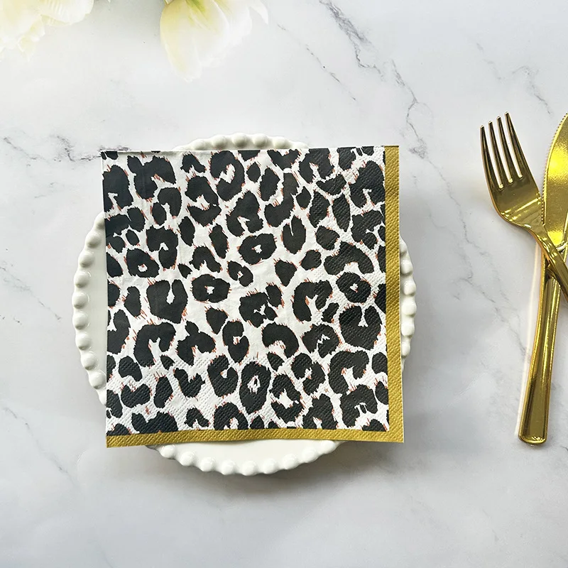 20 قطعة 33 سنتيمتر 2Layer جديد ليوبارد طباعة المناديل جو الحفلات ورق تزيين الإبداعية جدارية ورقة DIY Decoupage ورقة