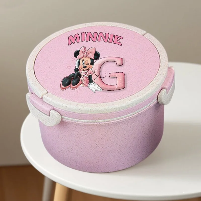 

Minnie Mouse Lunch Box Girl Boy Letter A-Z Pattern Bento Boxs Student Cartoon Anime Sealed Rice Box Large Capacity Picnic Boxs