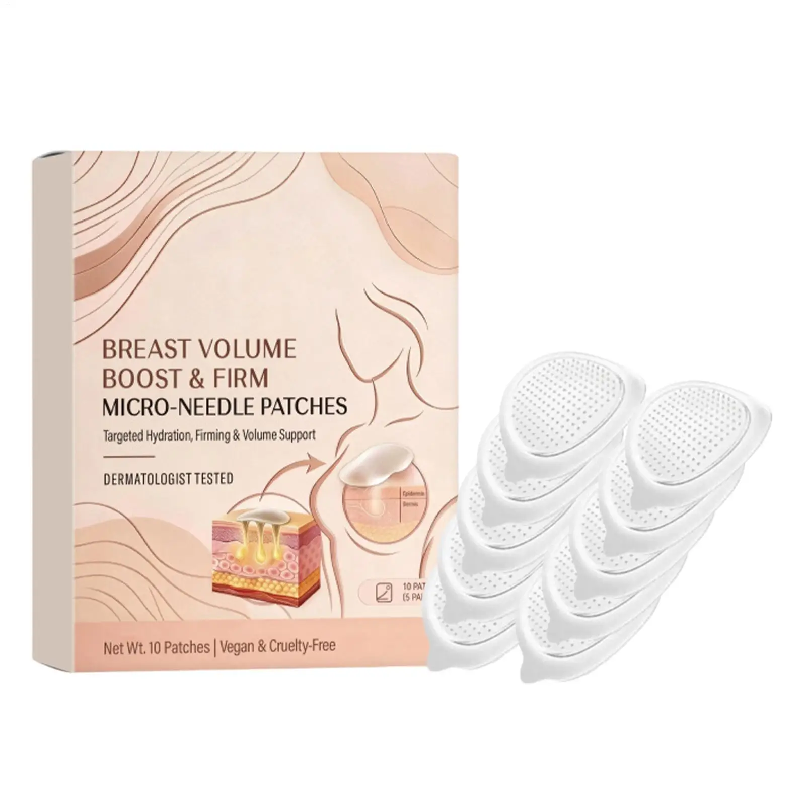 Breast Enhancement Microneedle Firming Thin Breathable Stickers 10-Piece Boob Lift Enhancement Patch for Women Mom Home Travel