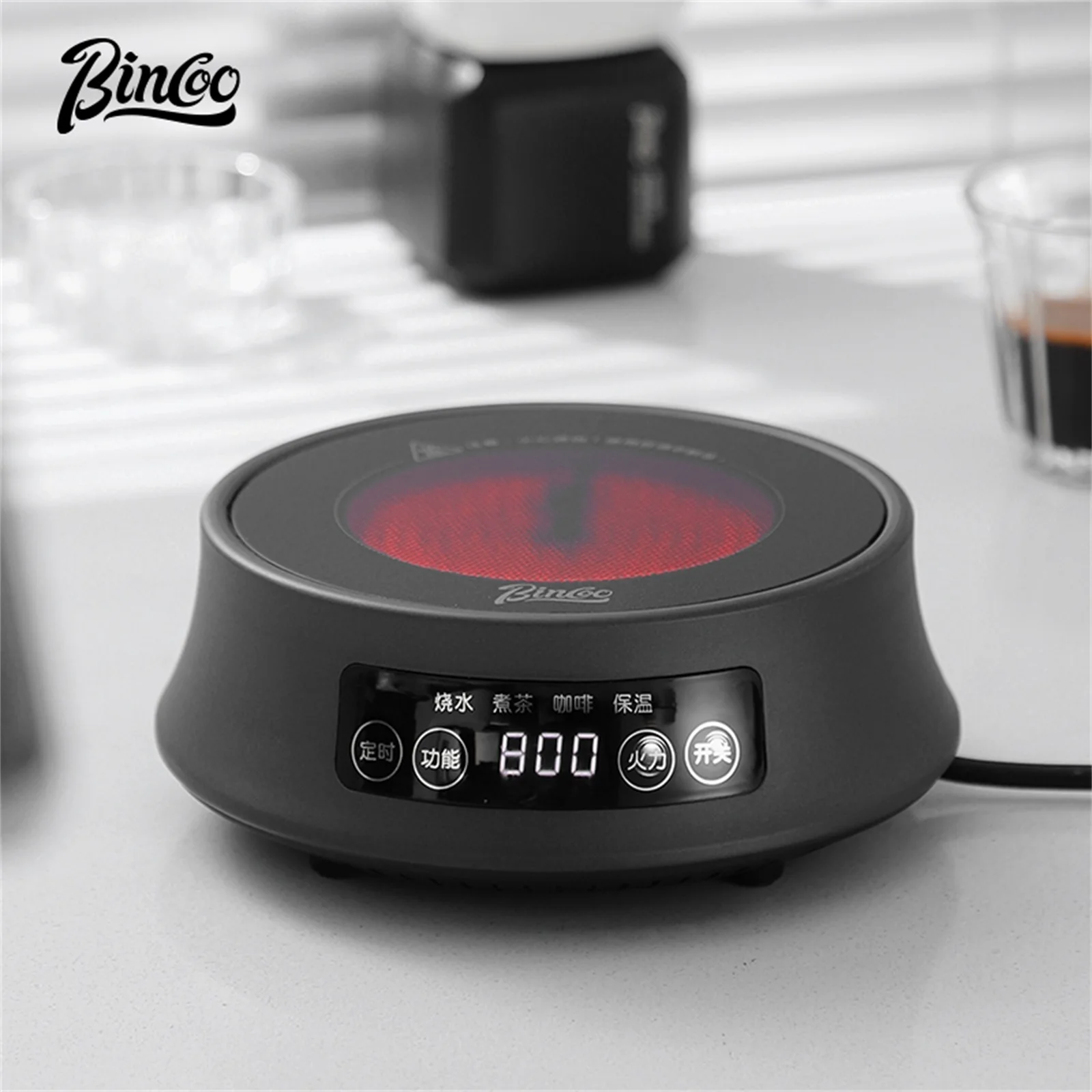 

Мини-электрическая керамическая плита Bincoo из алюминиевого сплава, 800 Вт, инфракрасная варочная панель, портативная многоуровневая плита для подогрева кофе и чая