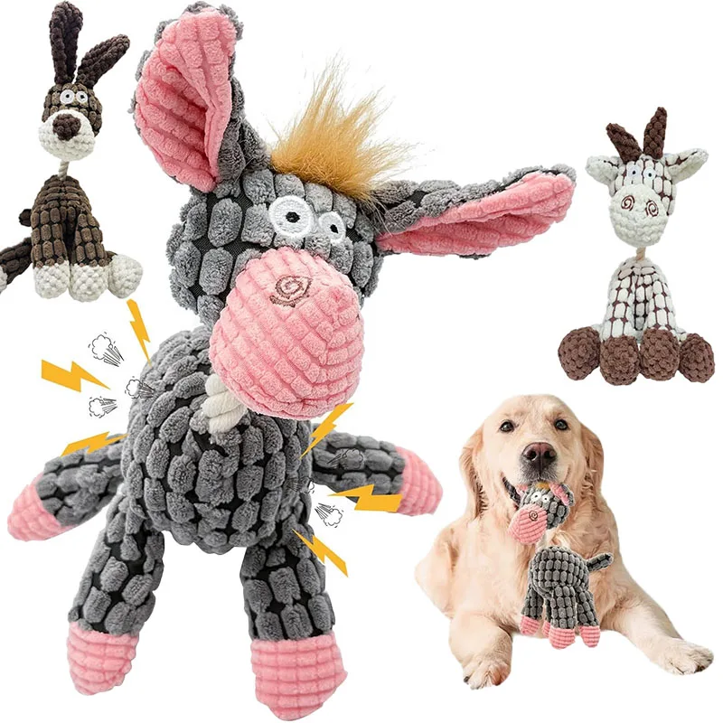 Kenjac - Stuffed Animal Plush Dog Toy with Squeakers, Aggressive Chew Toys for Small Medium Large Dogs Pet Products