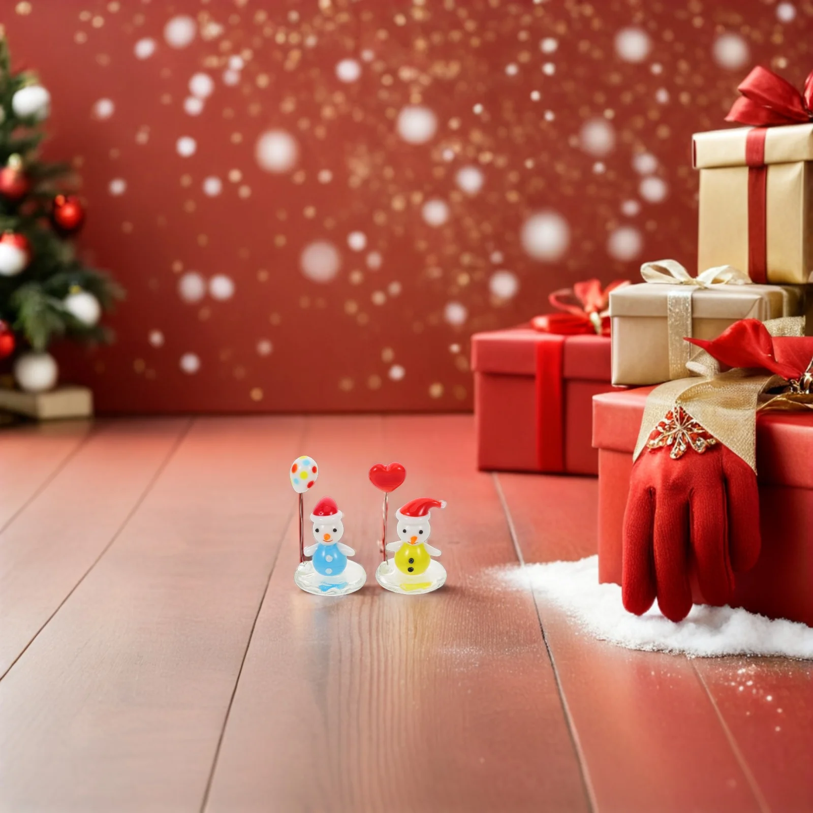 

2Pcs Festive Glass Snowman Balloon Christmas Ornaments Desktop Tabletop Holiday Decorations for Home Snowman Glass Ornaments