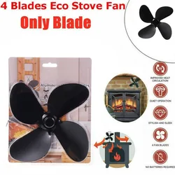4 Blades Wood Stove Fan Heat Power Stove Top Fan Black Fireplace Fan Wood Fireplace Fan Pellet Stove Fan Fireplace Accessories