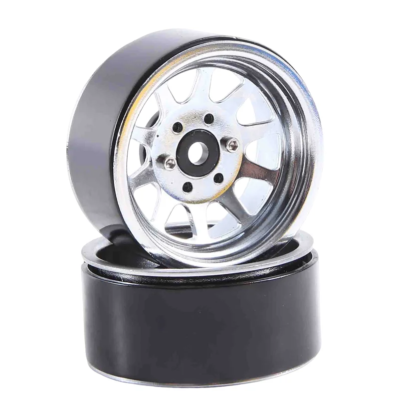 ABUM-4PCS Metal Alloy 1.9 Beadlock Wheel Rims For 1:10 RC Crawler Axial SCX10 AXI03007 90046 TRX4 Redcat GEN8 Accessories (Silve