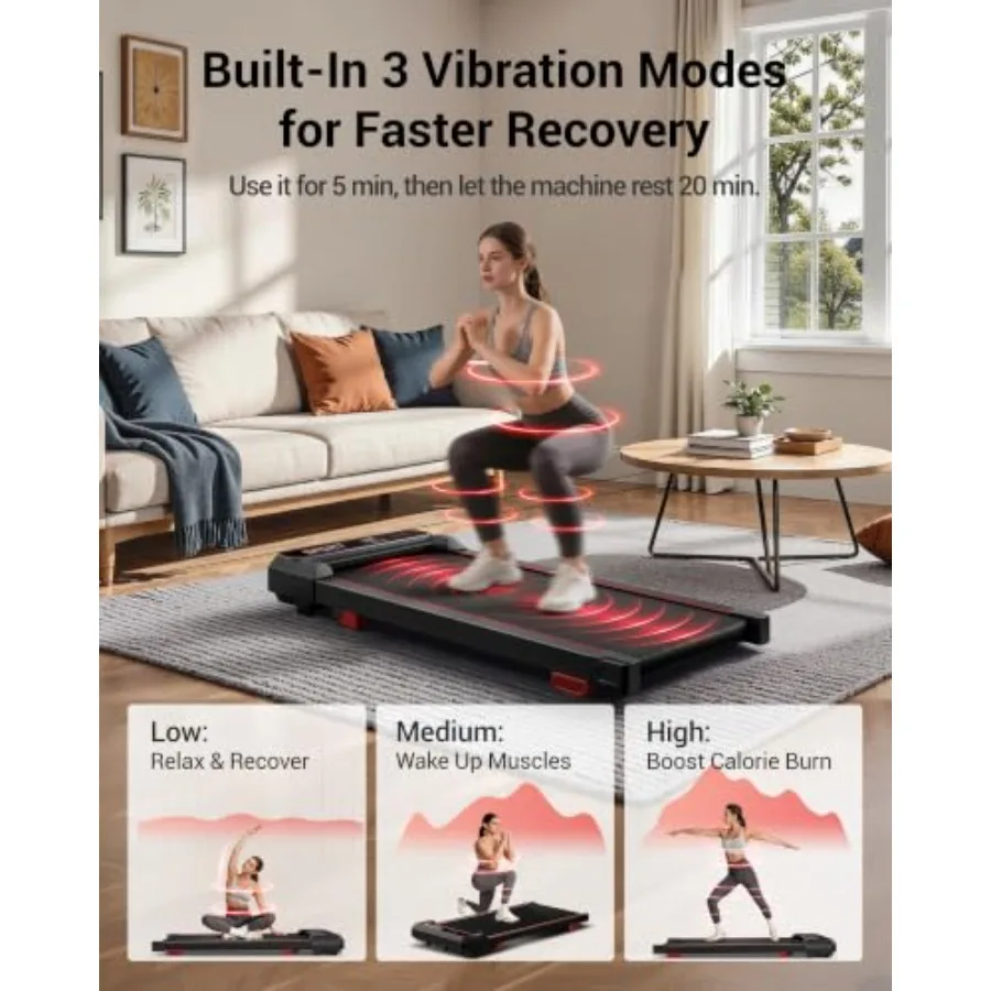 15% Incline Walking Vibration Pad Portable Under Desk Treadmills