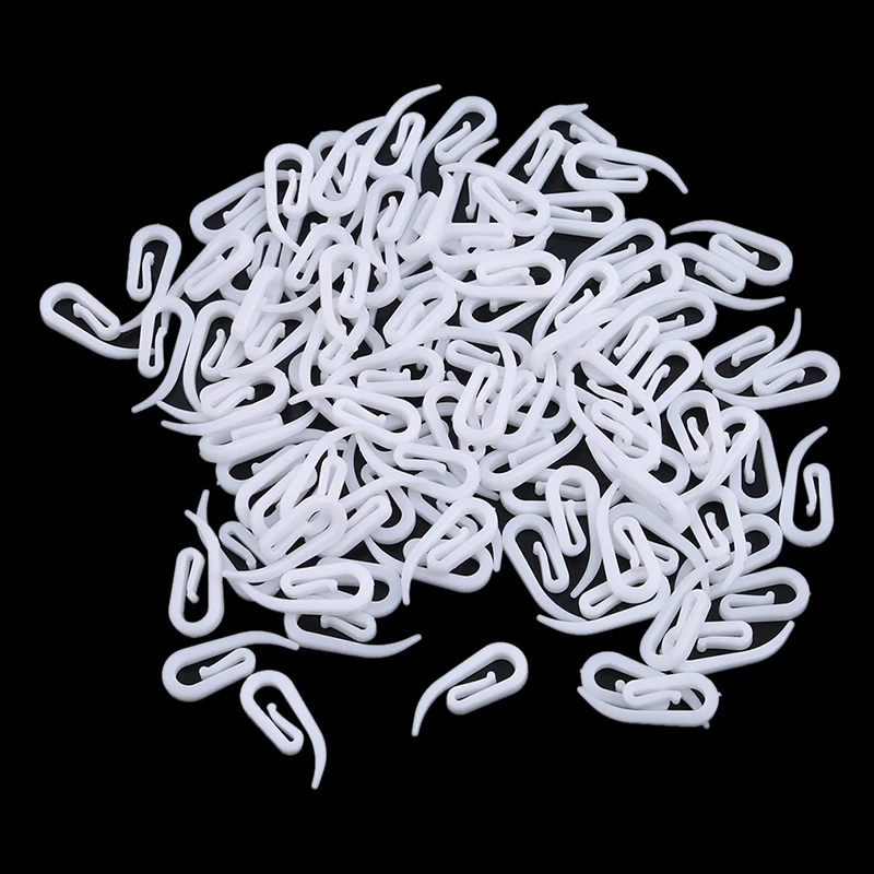 100pcs White Hanging Curtain Hooks Household Plastic Curtain Hooks Holder Window Hanger Curtain Poles Tracks Accessories