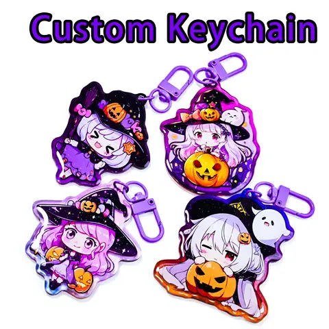 Custom Logo Acrylic Keychain Necklace Tag Name Print Holographic Photo Charm Pet Cat Dog Birthday Fun Gift Personalized Keyring