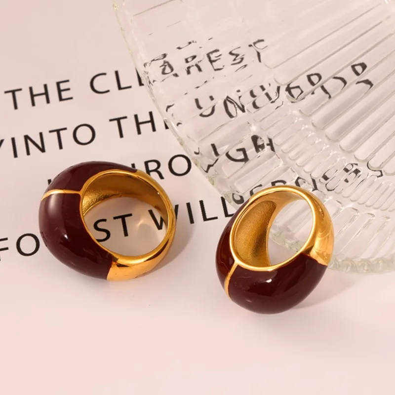 316L Stainless Steel Aesthetic Black Rings For Women Man Gold Silver Color Waterproof Women\'s Men\'s Ring Minimalist Couple Rings