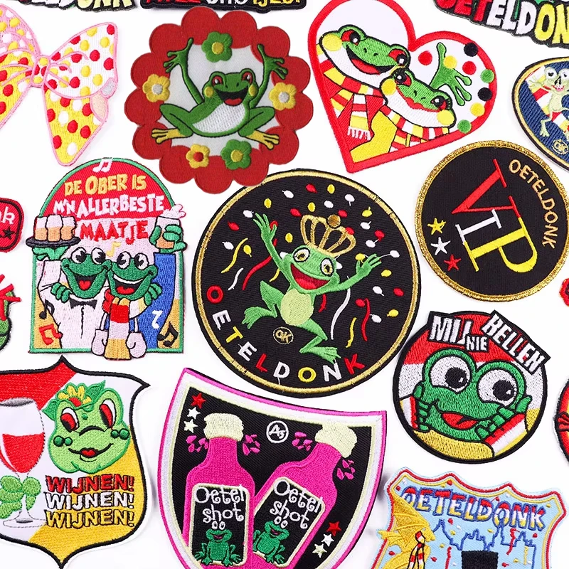 Netherland Oeteldonk Emblem Embroidery Patch Forg Carnival For Netherland Iron On Patches For Clothing Frog Patches On Clothes