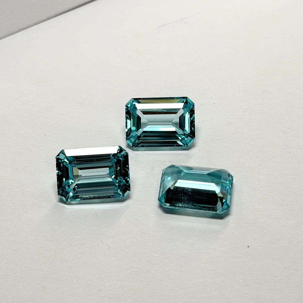 Emerald Cut 10x14mm Lab Created Paraiba Loose Gemstone  For Ring Earring Making
