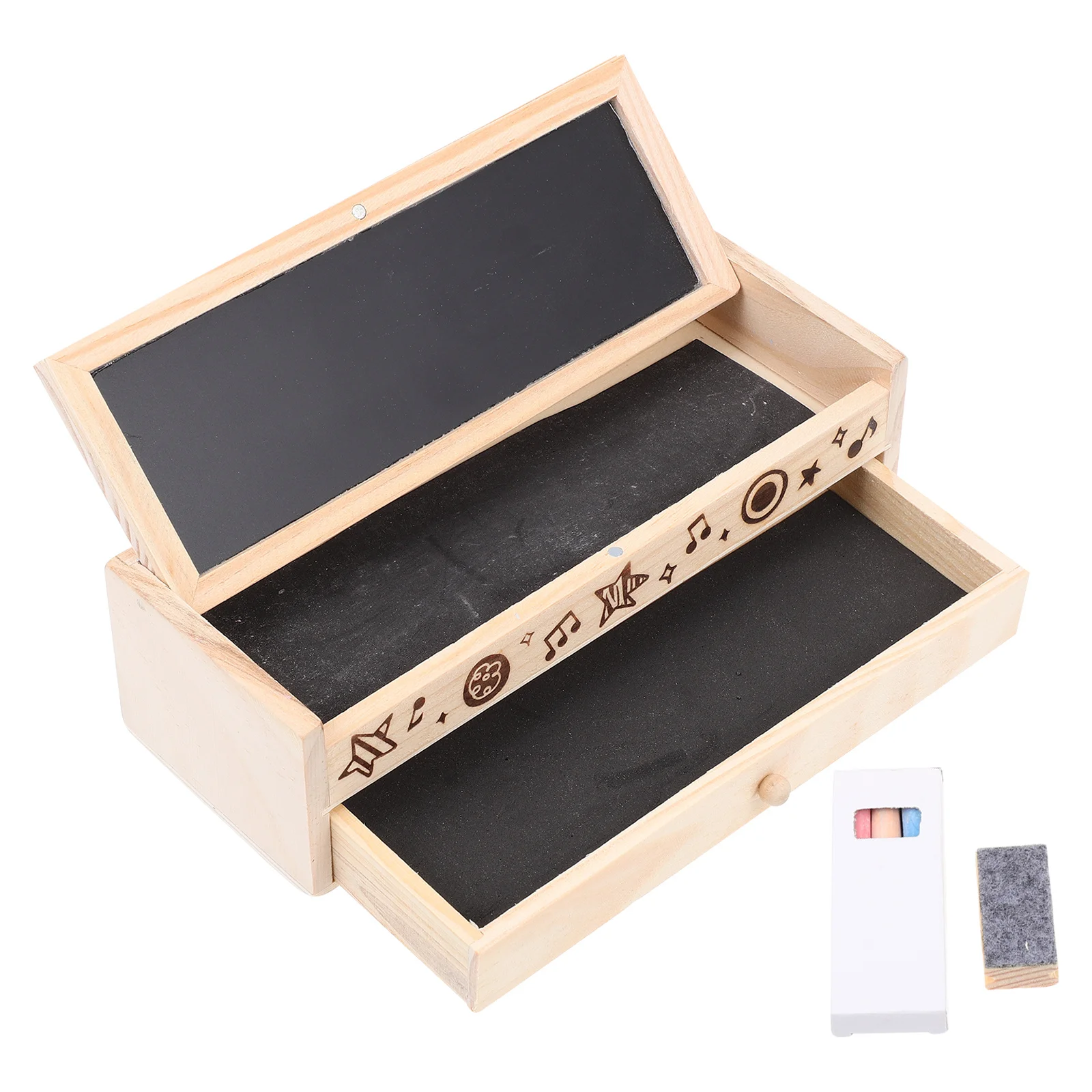 

1Set Wooden Pencil Box Double Layer Stationery Container Pen Holder Practical Multipurpose Storage Pencil Storage Box