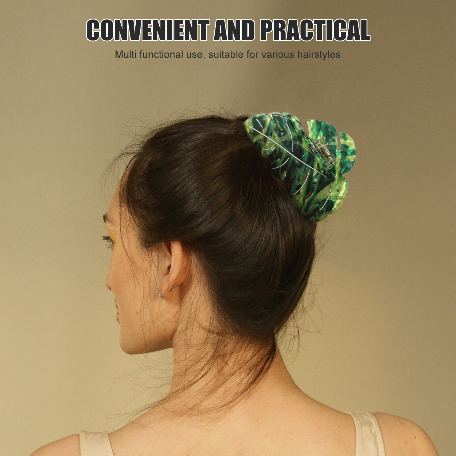 

Elegant Hair Claw Clips for Women Non-Slip Green Thick Beach Summer Leaf Shape Durable Stylish Lightweight Natural Hair Clip