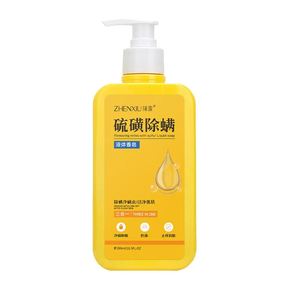 Gel de ducha de agua caliente con azufre, 300ml, limpieza con temperatura, eliminación de ácaros, cuidado de la ducha, Gel corporal S2w5