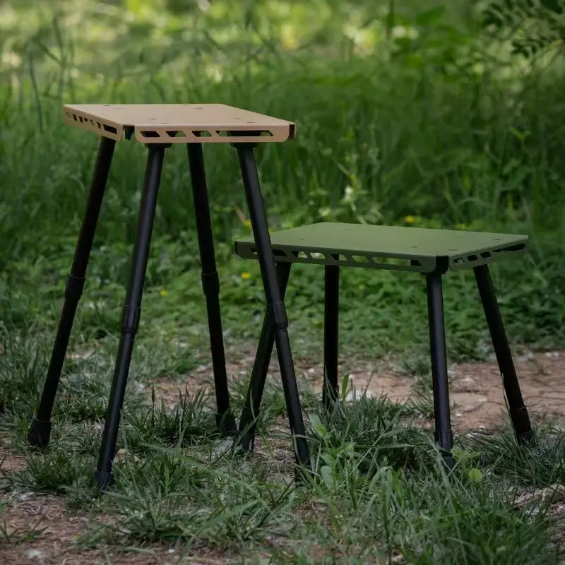 2-in-1高さ調節可能なアルミ製キャンプチェア＆テーブル-ピクニック、アウトドア、ハイキング、釣り用のポータブル軽量折りたたみ式スツール