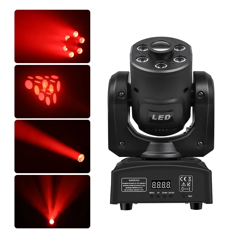 Stage Spot Wash Moving Head Light 100W 7 Gobos 6 Colors LED Spotlight For DJ Disco Party Wedding Birthday Stage Beam Lighting