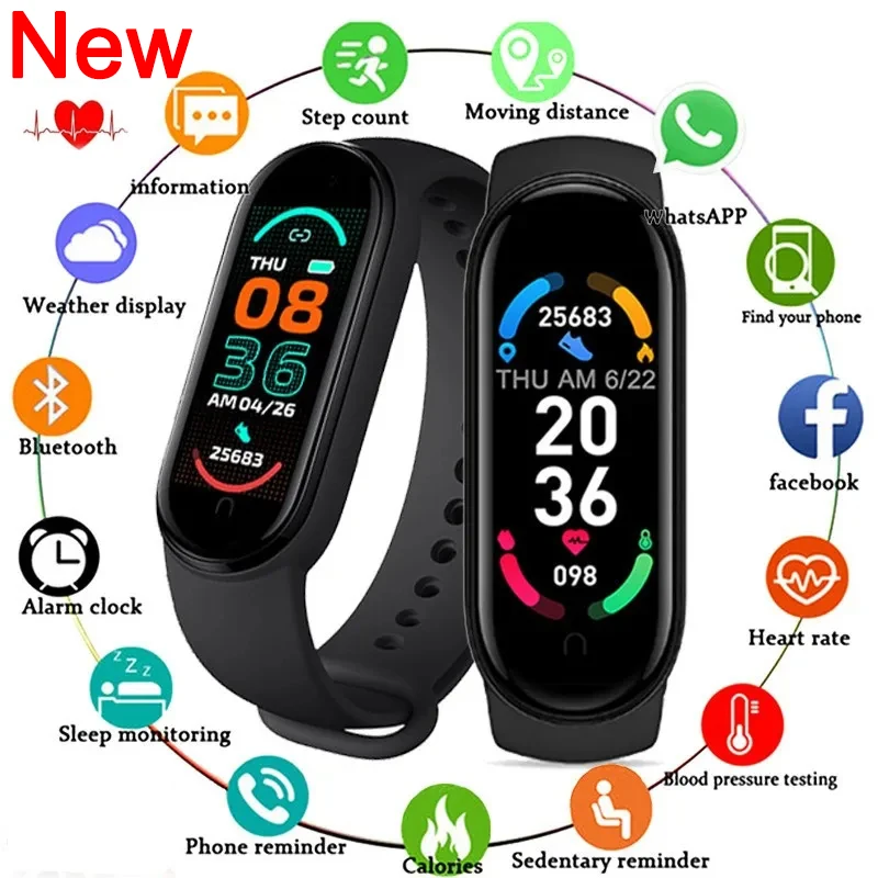 M6 Smart Watch Color Screen Step Counting Multi Sport Fitness Mode Message Reminder Photography Music Remote Control Smart Band