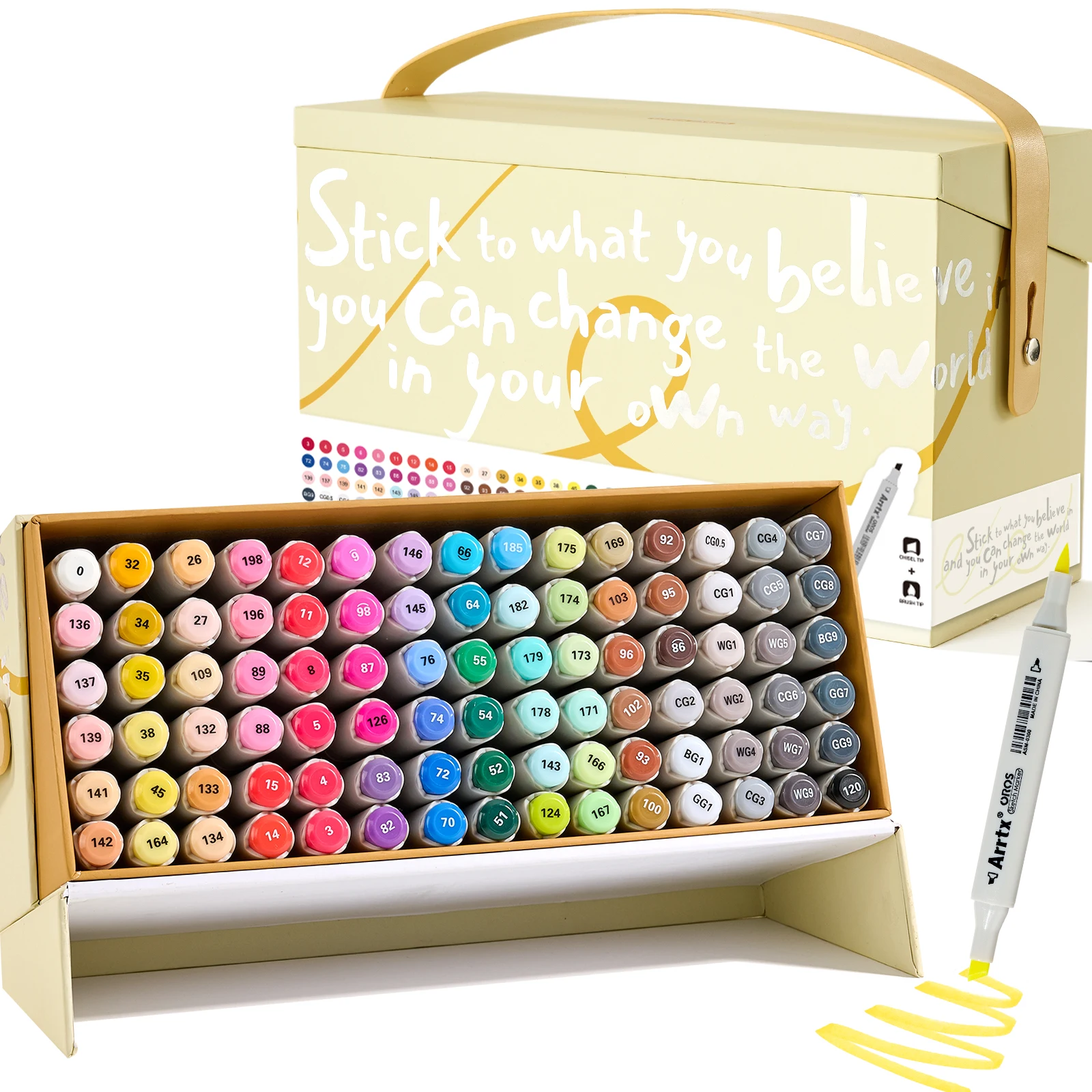 Arrtx Pastel Markers Oros 66-kleuren, Oros Sketch Art Markers voor kunstenaar Volwassen alcoholmarkers voor schetsen, kleuren, tekenen
