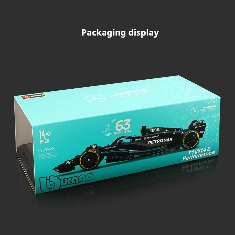 Bruago 1:24 Mercedes 2023 W14 E Performance  44 Hamilton F1 Formula Racing Static Simulation Alloy Model Toy Collection